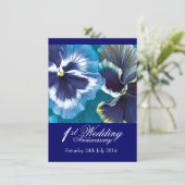 Party Einladung zum 1. Hochzeitstag blau (Stehend Vorderseite)