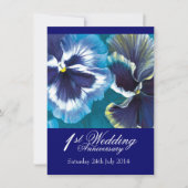 Party Einladung zum 1. Hochzeitstag blau (Vorderseite)