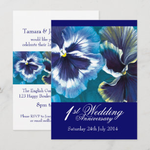 Party Einladung zum 1. Hochzeitstag blau