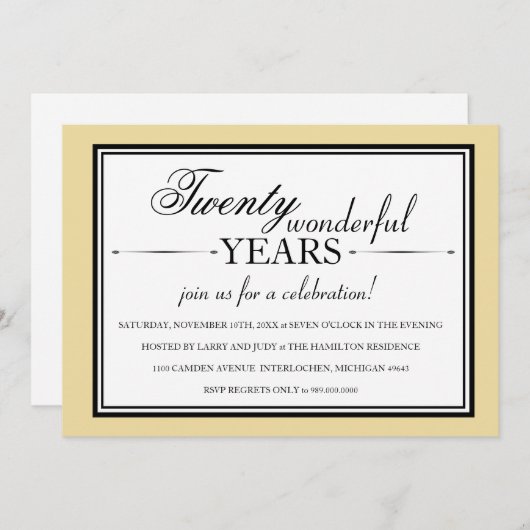 Party Einladung zum 20-jährigen Jubiläum (Vorne/Hinten)