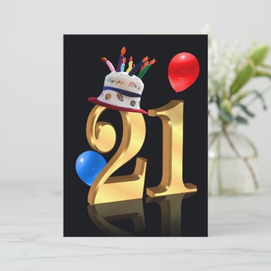 Party Einladung zum 21. (Stehend Vorderseite)