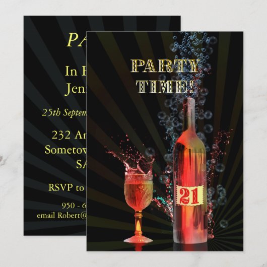 Party Einladung zum 21. (Vorne/Hinten)