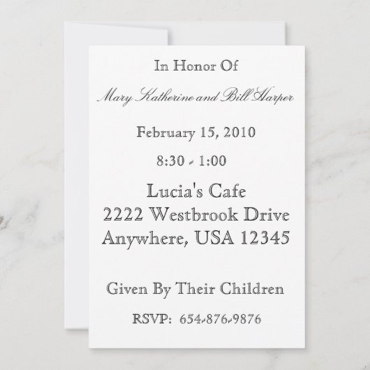 Party Einladung zum 25. Jahrestag (Rückseite)