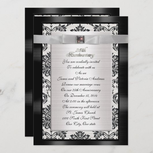 Party Einladung zum 25. Jubiläum (Vorne/Hinten)