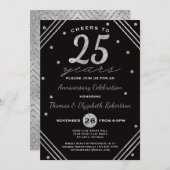 Party Einladung zum 25. Jubiläum, Imitate Silber (Vorne/Hinten)