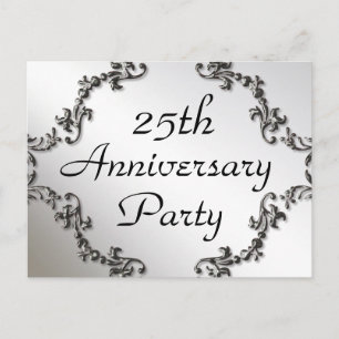 Party Einladung zum 25. Silver Anniversary Postkar