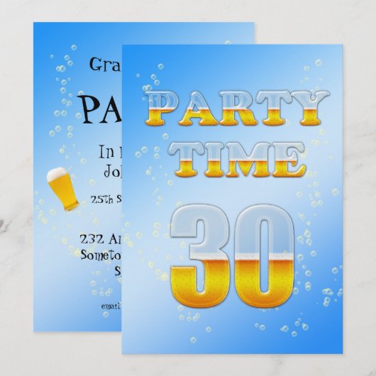 Party Einladung zum 30. (Vorne/Hinten)