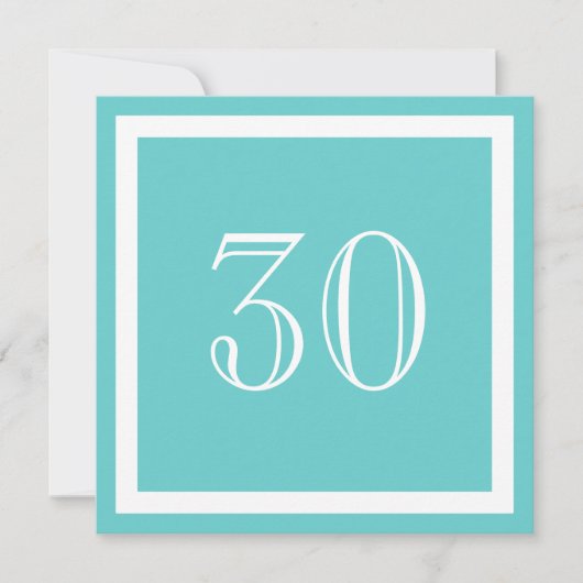 Party Einladung zum 30. Geburtstag - Aqua (Vorderseite)