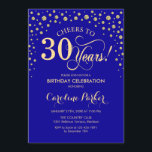Party Einladung zum 30. Geburtstag - Blue Gold<br><div class="desc">30. Geburtstag Party Einladung. Elegantes Design mit Imitaten Glitzer Gold und königsblau. Feiert bis 30 Jahre! Nachricht,  wenn Sie weitere Anpassungen benötigen.</div>