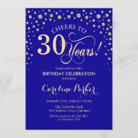 Party Einladung zum 30. Geburtstag - Blue Gold