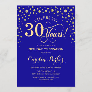 Party Einladung zum 30. Geburtstag - Blue Gold
