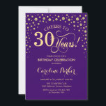 Party Einladung zum 30. Geburtstag - Gold Lila<br><div class="desc">30. Geburtstag Party Einladung. Elegantes Design mit Imitaten Glitzer Gold und lila. Feiert bis 30 Jahre! Nachricht,  wenn Sie weitere Anpassungen benötigen.</div>