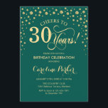 Party Einladung zum 30. Geburtstag - Grünes Gold<br><div class="desc">30. Geburtstag Party Einladung. Elegantes Design mit Imitaten Glitzer Gold und Grün. Feiert bis 30 Jahre! Nachricht,  wenn Sie weitere Anpassungen benötigen.</div>