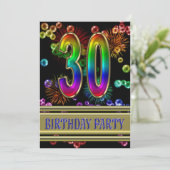 Party Einladung zum 30. Geburtstag mit Blasen (Stehend Vorderseite)