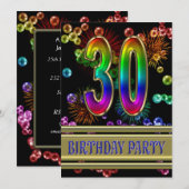 Party Einladung zum 30. Geburtstag mit Blasen (Vorne/Hinten)