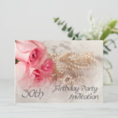 Party Einladung zum 30. Geburtstag mit Rose (Stehend Vorderseite)