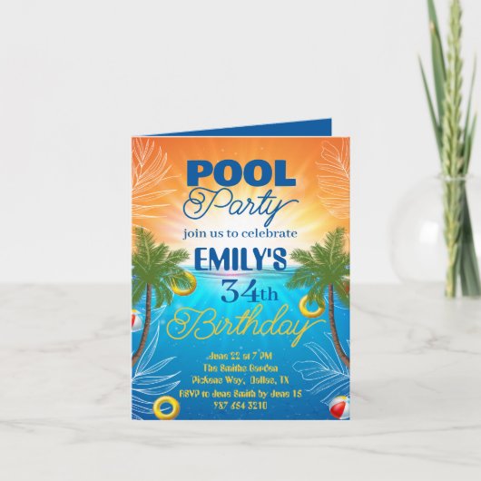 Party Einladung zum 34. Geburtstag (Vorderseite)