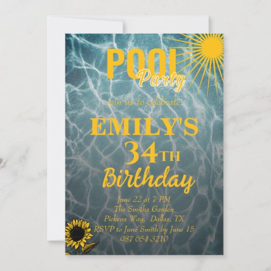 Party Einladung zum 34. Geburtstag (Vorderseite)