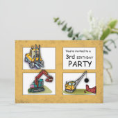 Party Einladung zum 3. Geburtstag (Stehend Vorderseite)