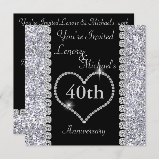 Party Einladung zum 40. Jahrestag (Vorne/Hinten)