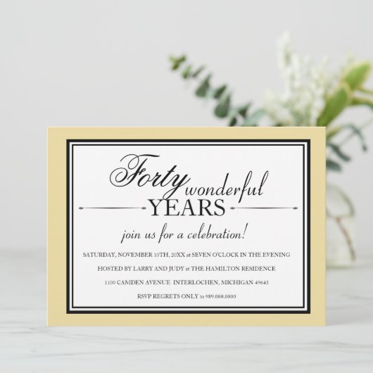 Party Einladung zum 40-jährigen Jubiläum (Stehend Vorderseite)