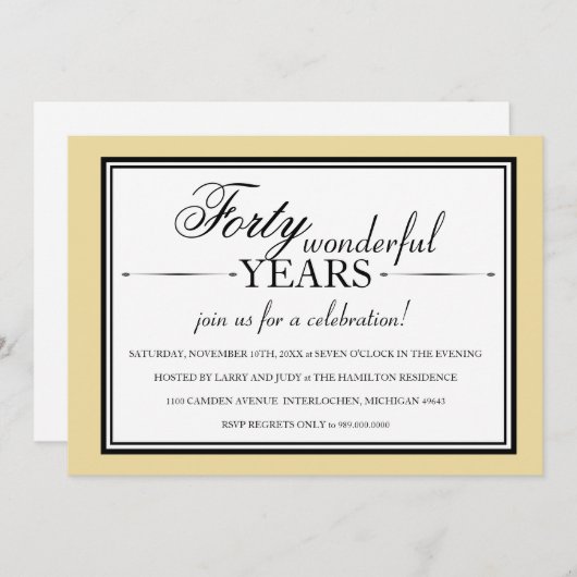 Party Einladung zum 40-jährigen Jubiläum (Vorne/Hinten)
