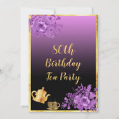 Party Einladung zum 80. Geburtstag schwarz lila (Vorderseite)