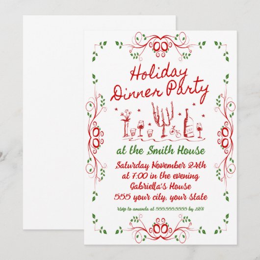 Party Einladung zum Abendessen (Vorne/Hinten)