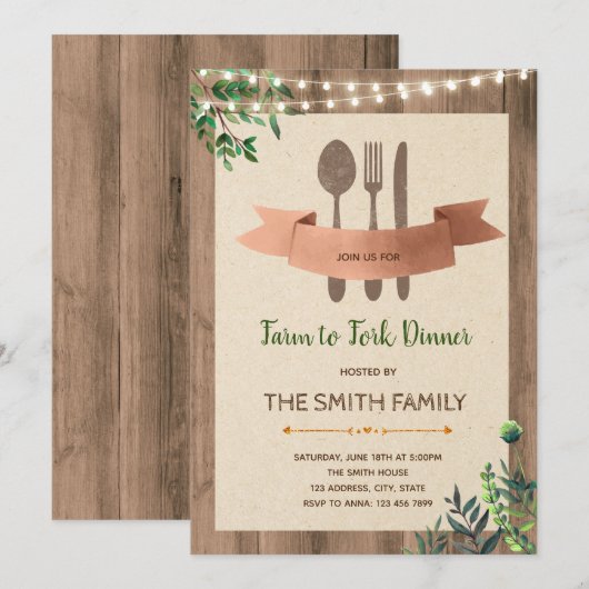 Party Einladung zum Abendessen (Vorne/Hinten)