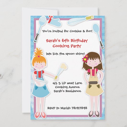 Party Einladung zum Backen (Vorderseite)