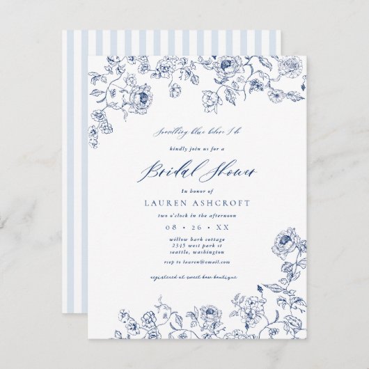 Party Einladung zum blauen Brautparty (Vorne/Hinten)