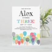 Party Einladung zum dritten Geburtstag (Stehend Vorderseite)