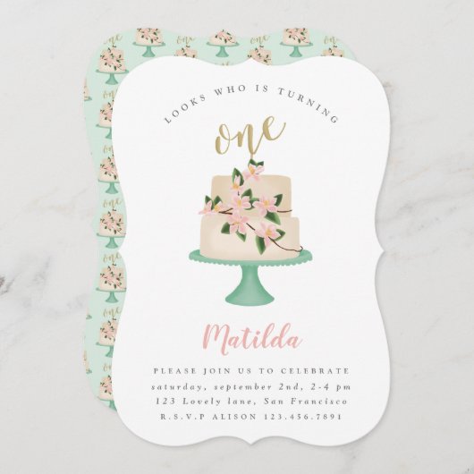 Party Einladung zum ersten Geburtstag (Vorne/Hinten)