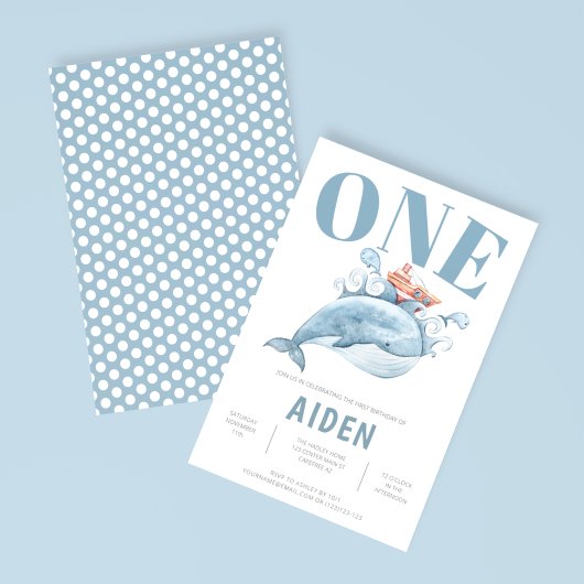 Party Einladung zum ersten Geburtstag Blauwal