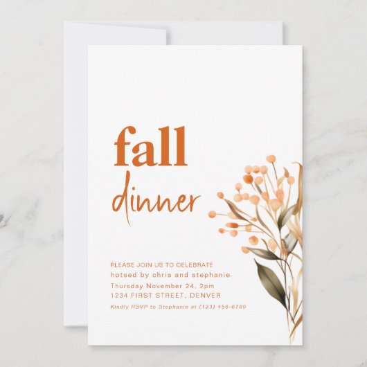 Party Einladung zum Herbstessen (Vorderseite)