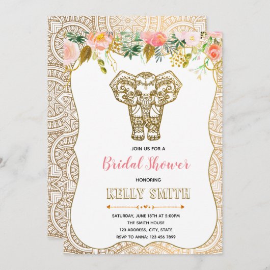 Party Einladung zum indischen Brautparty (Vorne/Hinten)