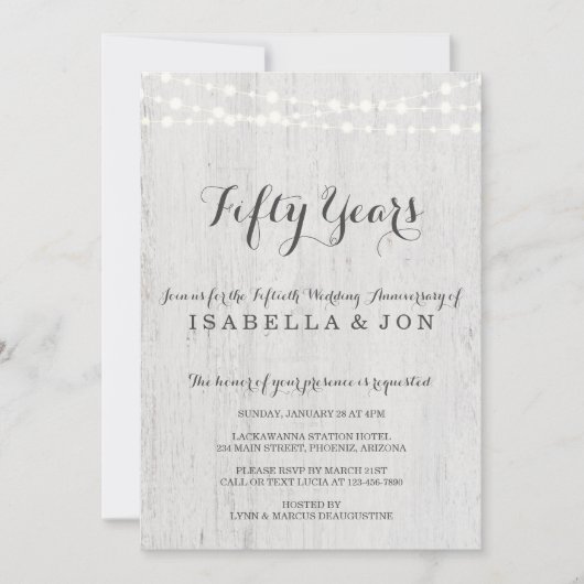 Party Einladung zum Jahrestag | Rustikale Romantik (Vorderseite)