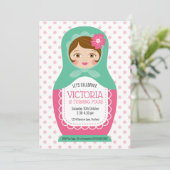 Party Einladung zum russischen Puppenspiel Kinderg (Stehend Vorderseite)