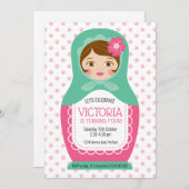 Party Einladung zum russischen Puppenspiel Kinderg (Vorne/Hinten)