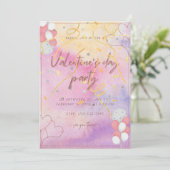 Party Einladung zum Thema Wasserfarbe Valentinstag (Stehend Vorderseite)