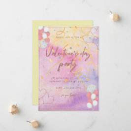 Party Einladung zum Thema Wasserfarbe Valentinstag