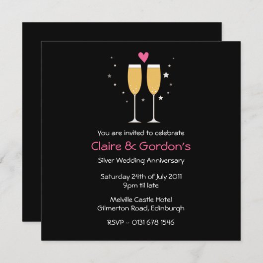 Party Einladung zum Toast des Champagner (Vorne/Hinten)