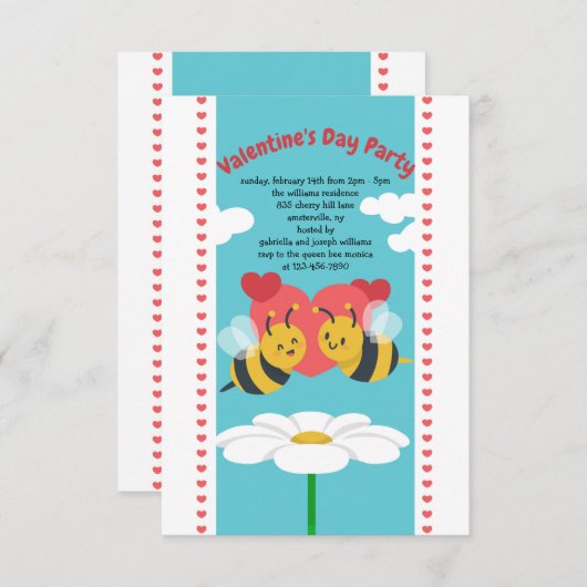Party Einladung zum Valentinstag (Vorne/Hinten)
