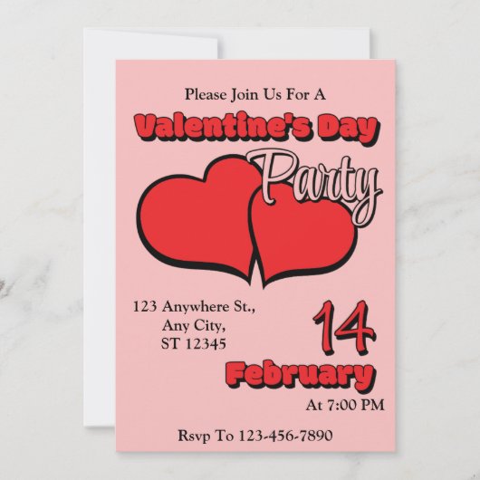 Party Einladung zum Valentinstag (Vorderseite)