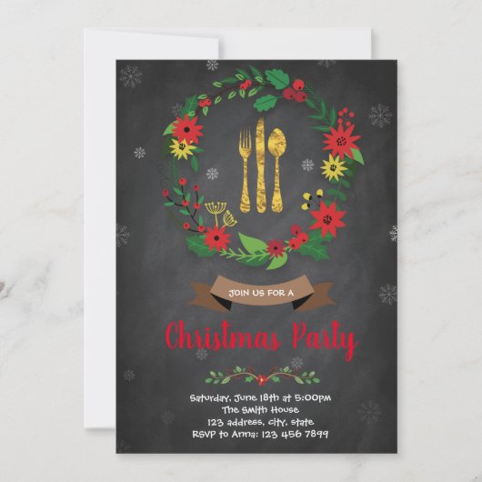 Party Einladung zum Weihnachtsessen (Vorderseite)