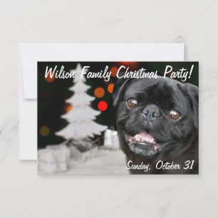 Party Einladung zum Weihnachtsschwarzen Mops