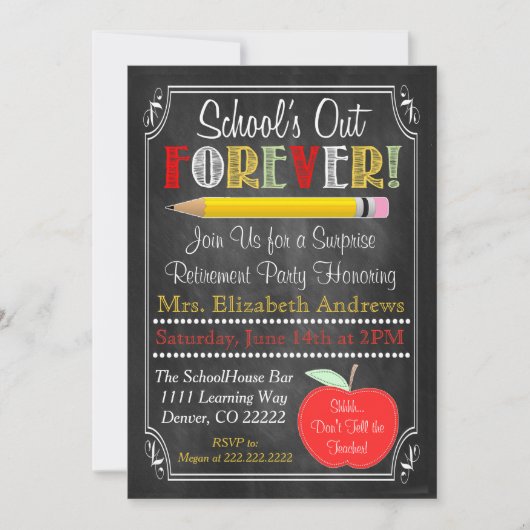 Party Einladung zur Altersversorgung von Lehrkräft (Vorderseite)