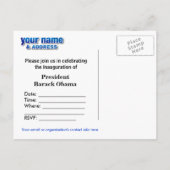 Party Einladung zur Amtseinführung Obama (Rückseite)