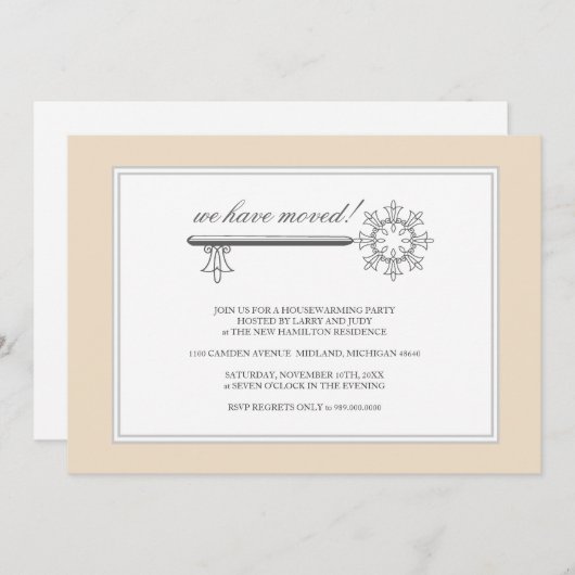 Party Einladung zur Erwärmung des Hauses {Beige} (Vorne/Hinten)