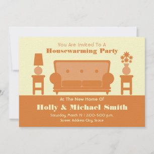 Party Einladung zur Erwärmung des Hauses - Orangef